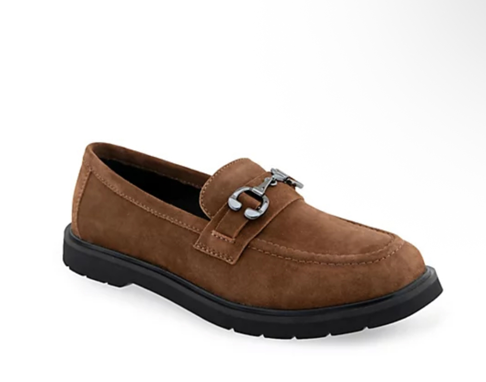 Aerosoles Beckett Faux Suede Lug Sole Loafer In Tobacco Women’s Size 6M New